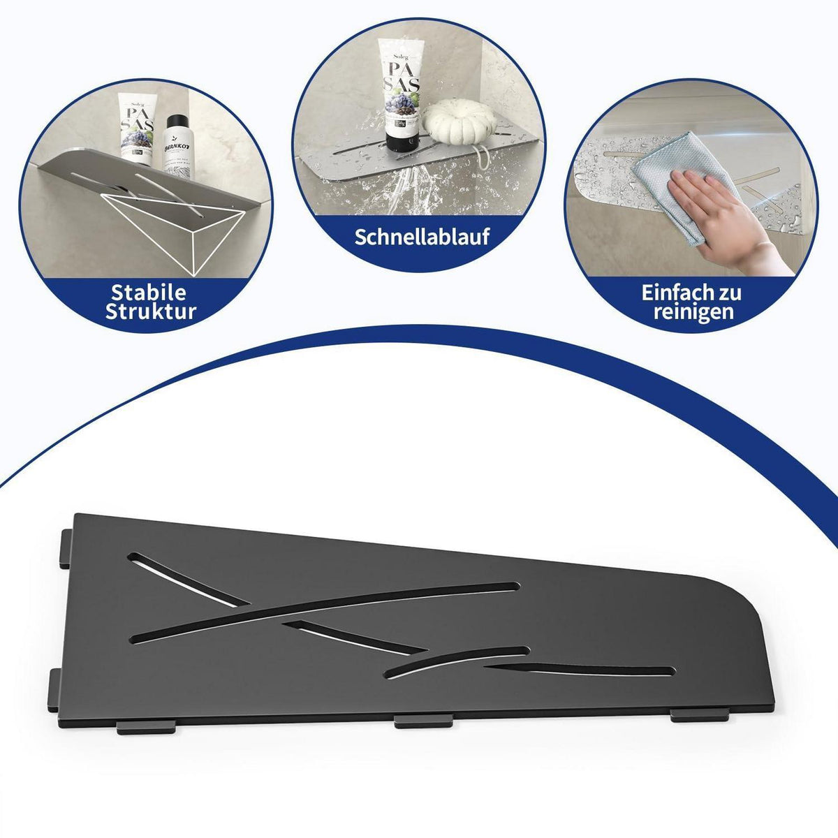 Eck Duschregal Edelstahl 2er-Pack Mattschwarz – Platzsparend & Robust