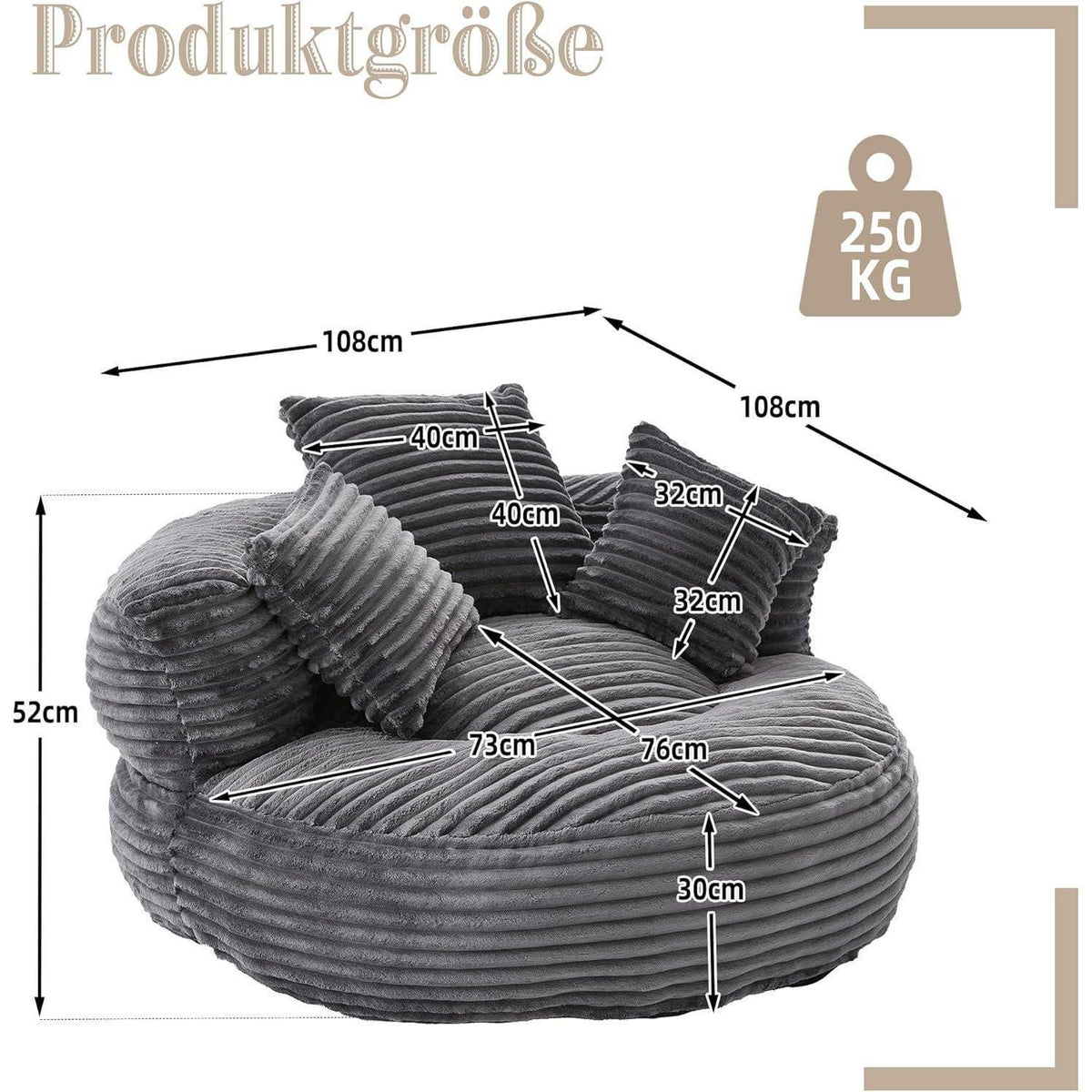 Boneless Lounger Sitzsack Sofa | Bequemes Lazy Sofa mit Kissen