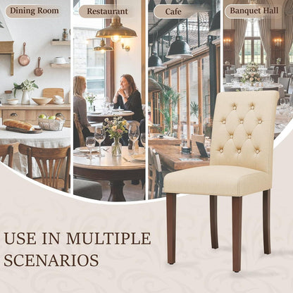 Gepolsterte Esszimmerstühle 2er Set, Beige, Chesterfield Stil