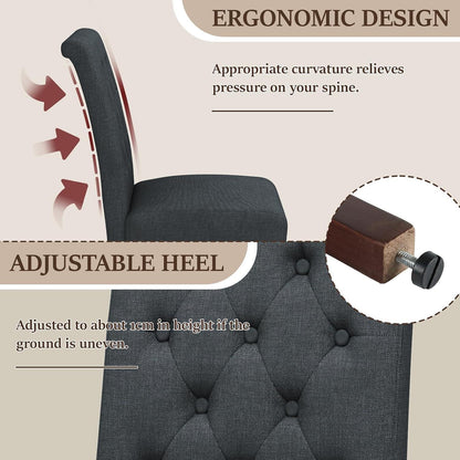 Gepolsterte Esszimmerstühle 4er Set Chesterfield Stil Grau