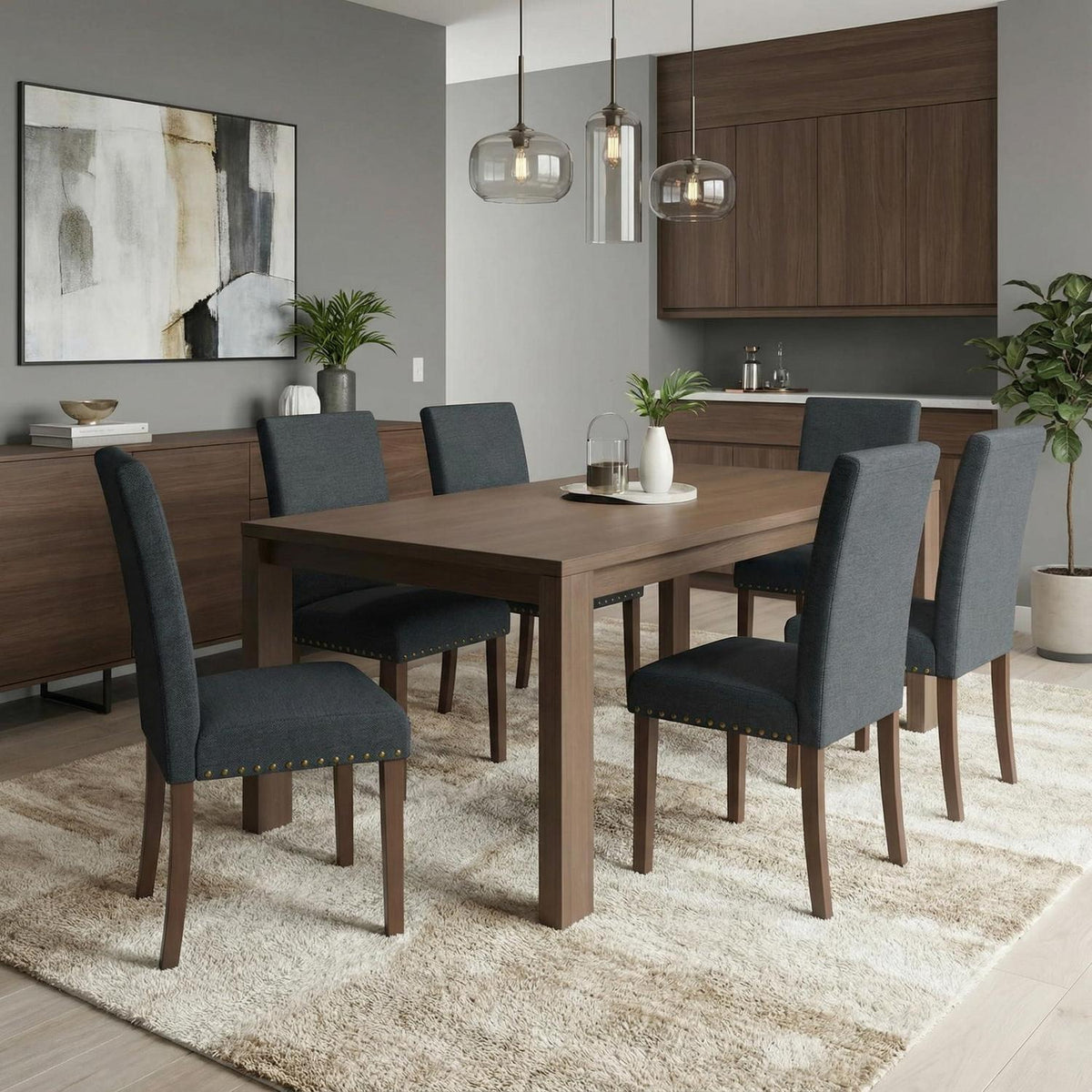 Esszimmerstühle 6er Set Dunkelgrau | Traditionell, Gepolstert & Robust