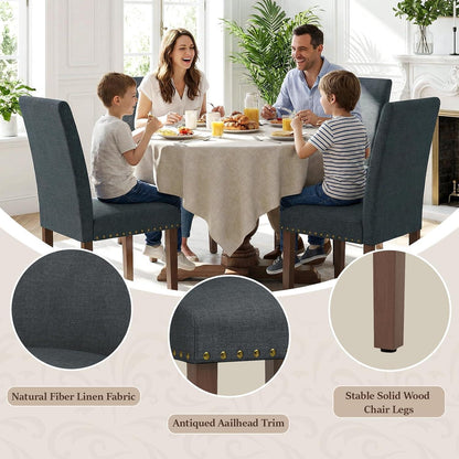 Esszimmerstühle 6er Set Dunkelgrau | Traditionell, Gepolstert & Robust