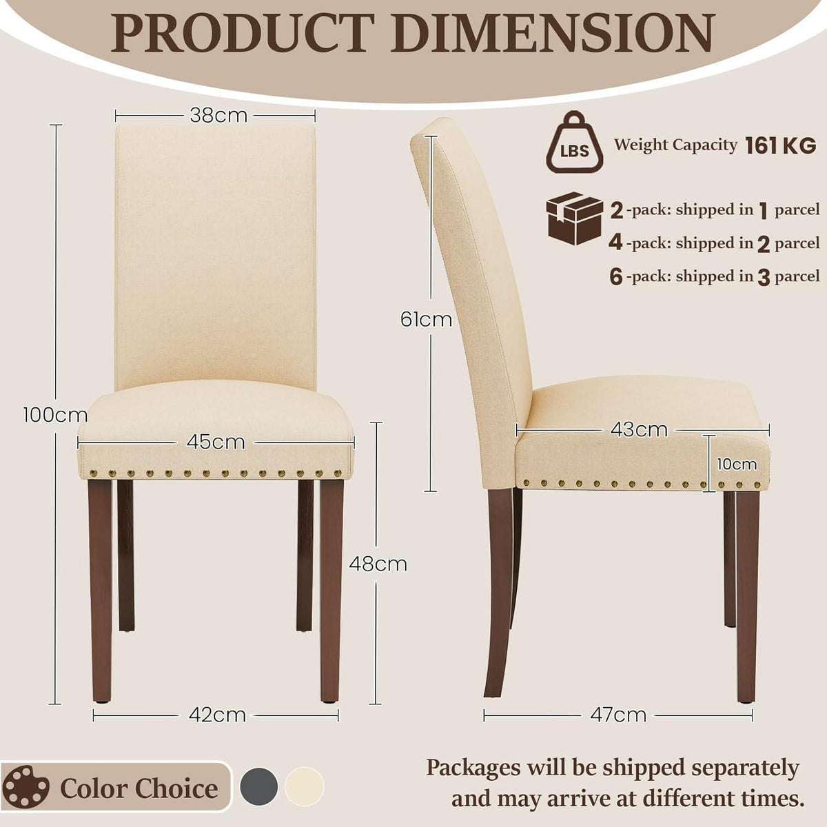 Esszimmerstühle Set 4er – Traditionell, Beige, Gepolstert