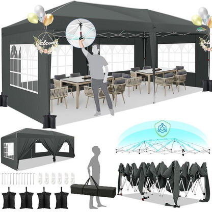 3x6m Faltpavillon wasserdicht mit Seitenwänden & Zubehör