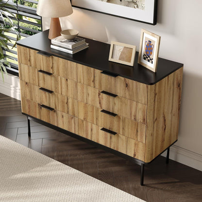 Modernes Sideboard mit 8 Türen & Schubladen – Schwarz & Holz