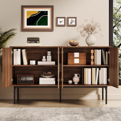 Sideboard mit 4 Türen & Stauraum – 140x40x80cm Holzoptik