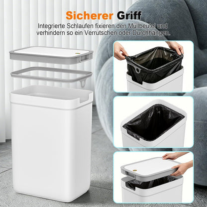 Badezimmer Mülleimer Set 2er-Pack | 13,5L + 9L | Weiß