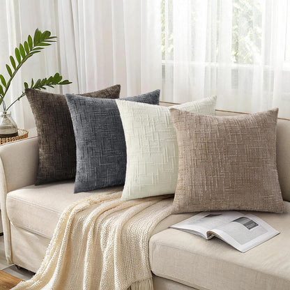 2x Chenille Kissenbezug 65x65cm Khaki – Weich & Dekorativ