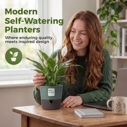 Selbstbewässernde Blumentöpfe 3er Set – 16,5cm Pflanztopf mit Wasseranzeige