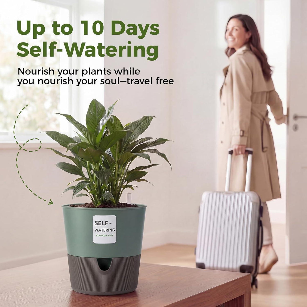 Selbstbewässernde Blumentöpfe 3er Set – 16,5cm Pflanztopf mit Wasseranzeige