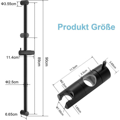 Verstellbare Duschstange 90cm Schwarz – Wandmontage & Duschkopfhalterung