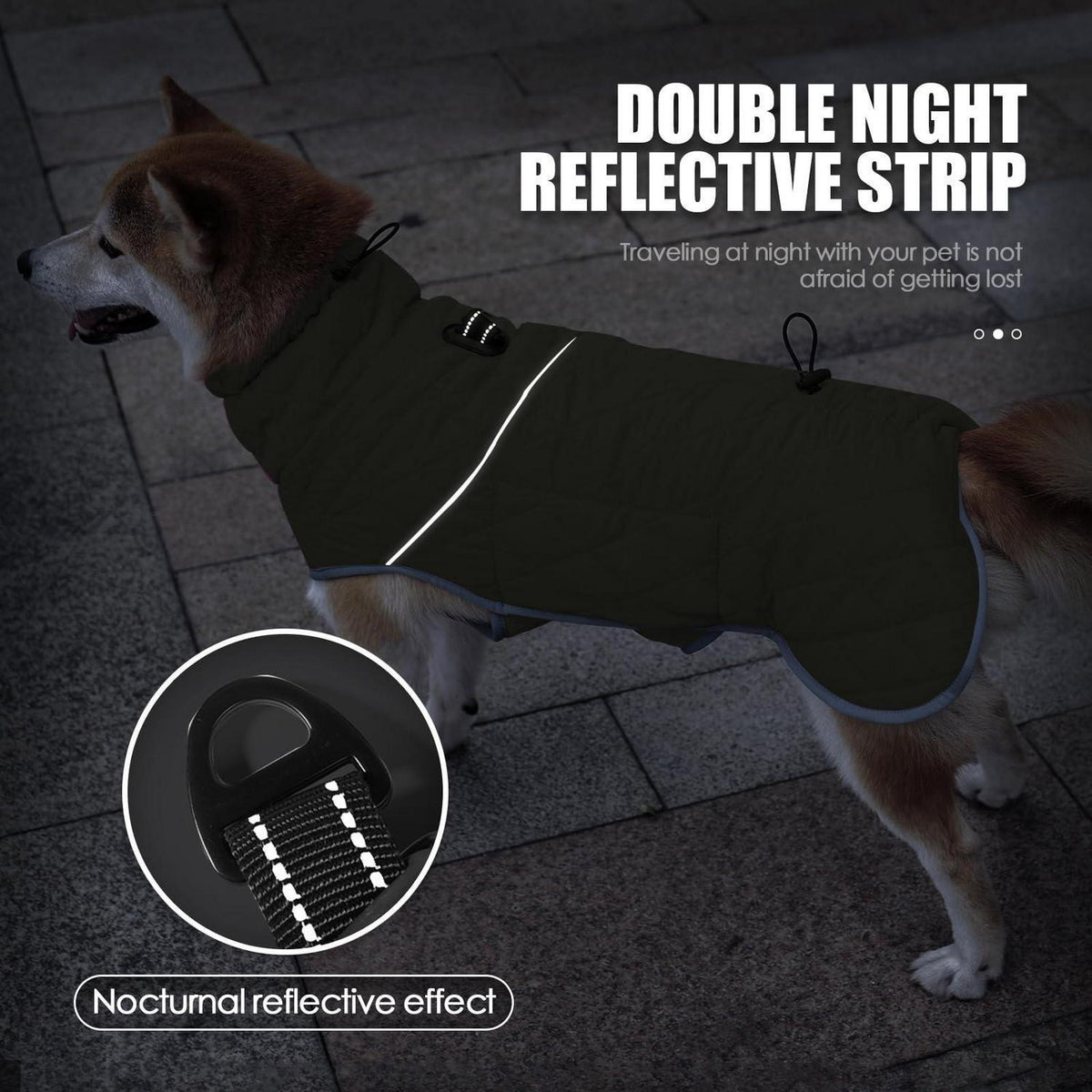 Wasserdichte Winterhundejacke mit Fleece – Armeegrün, L