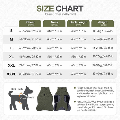 Wasserdichte Winterhundejacke mit Fleece – Armeegrün, L