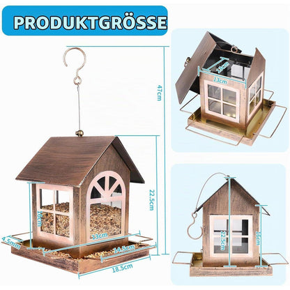 Vogelhaus Metall Bronze mit großem Fenster