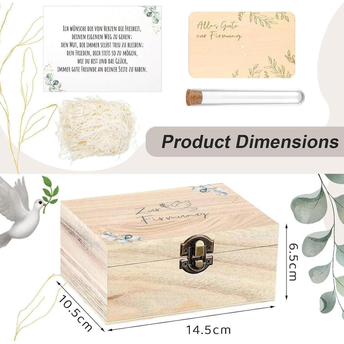 Firmung Geldgeschenk Holzbox Set mit Reagenzglas & Karte
