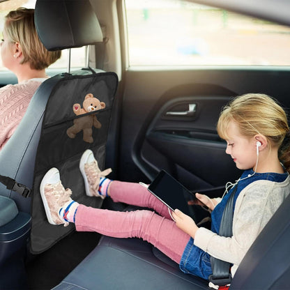 2x Auto Rückenlehnen Schutz mit 3 Netztaschen – Schwarz
