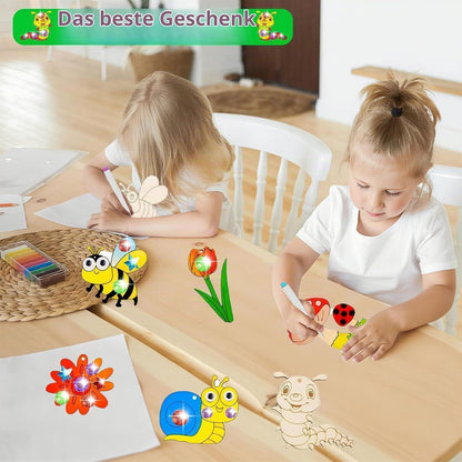 Holz Bastelset Kinder – 284 Teile Insekten & Frühlingsdeko