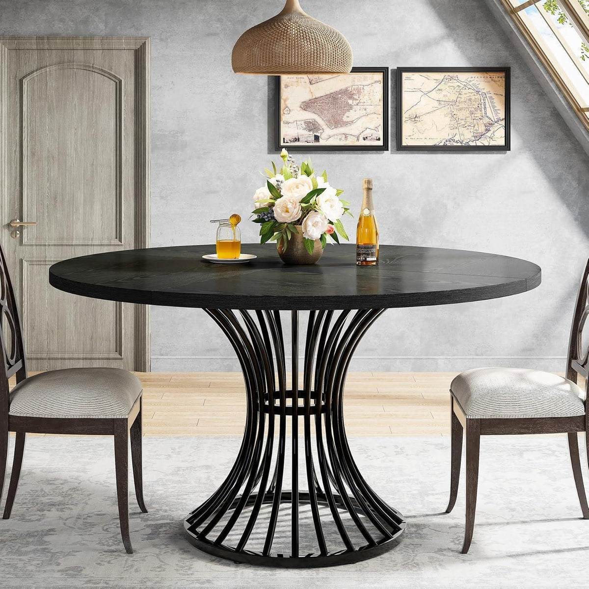 Runder Esstisch 120cm – Bauernhaus & Industriestil