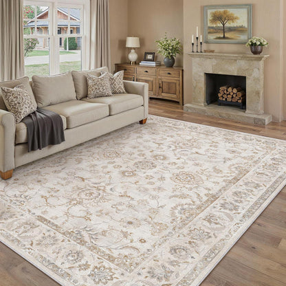 Beiger Wohnteppich 300x400cm – Waschbar & Rutschfest