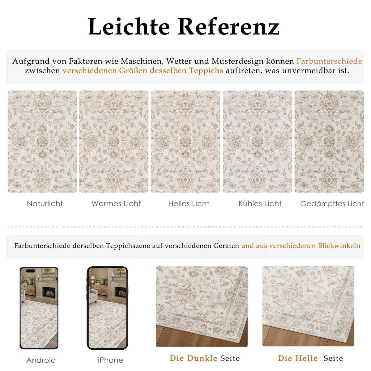 Beiger Wohnteppich 200x300cm – Waschbar & Rutschfest