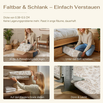 Beiger Wohnteppich 200x300cm – Waschbar & Rutschfest