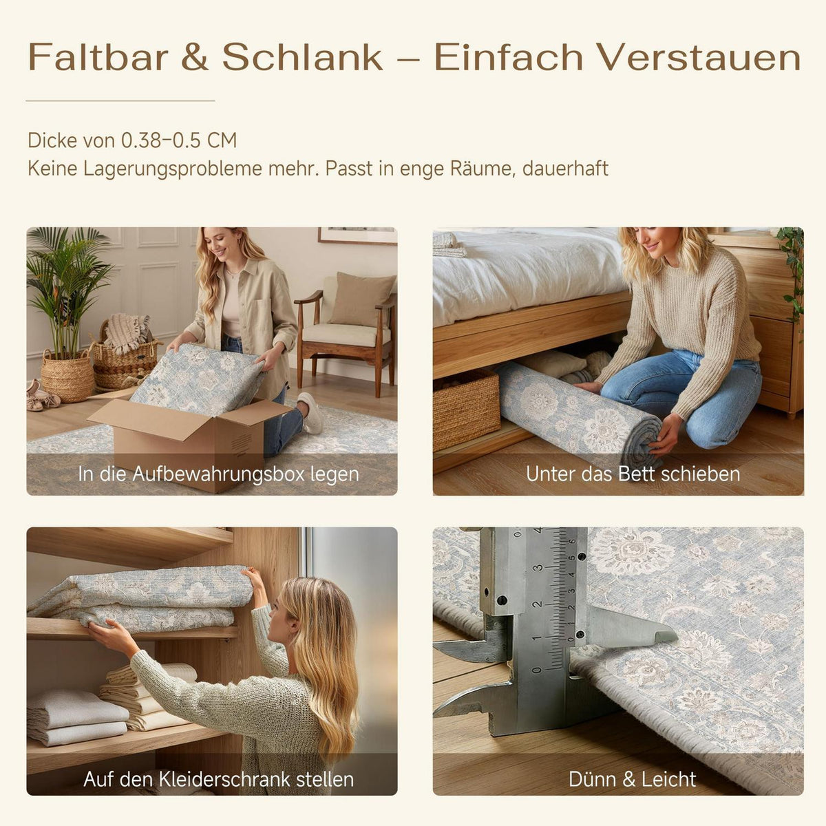 Blauer Wohnzimmerteppich 300x400cm – Waschbar & Rutschfest