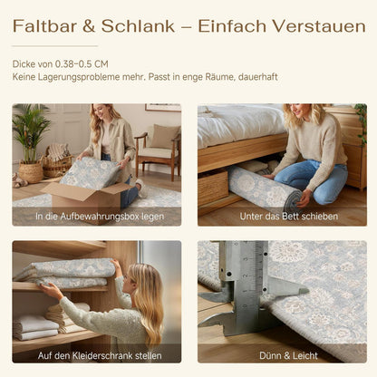 Blauer Wohnzimmerteppich 300x400cm – Waschbar & Rutschfest