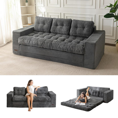 Klappsofa mit Schlaffunktion – Dunkelgrau, 190cm Breit