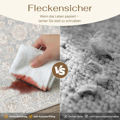Blauer Wohnzimmer Teppich 200x300cm – Vintage Design & Waschbar