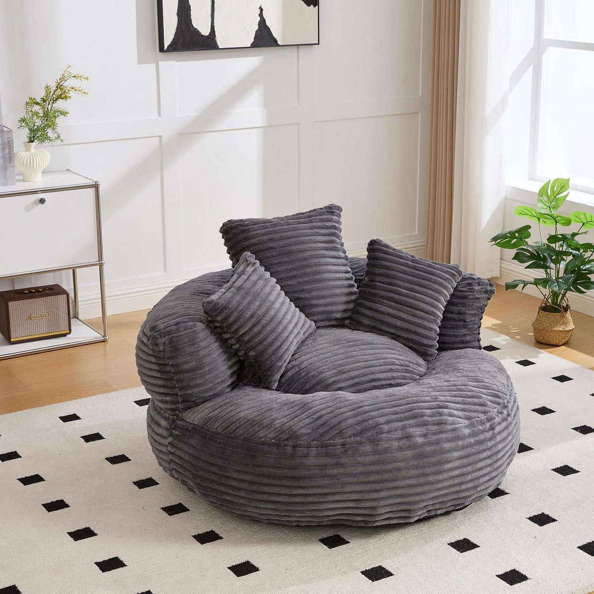 Lazy Sitzsack mit hohem Rücken – Bequemer Lounger für Wohnzimmer