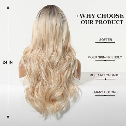 Esmee Long Gewellt Ombré Blond Pony Perücke Damen Synthetikhaar