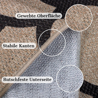 Webteppich Läufer 80x300cm Rutschfest & Waschbar – Krone-Braun