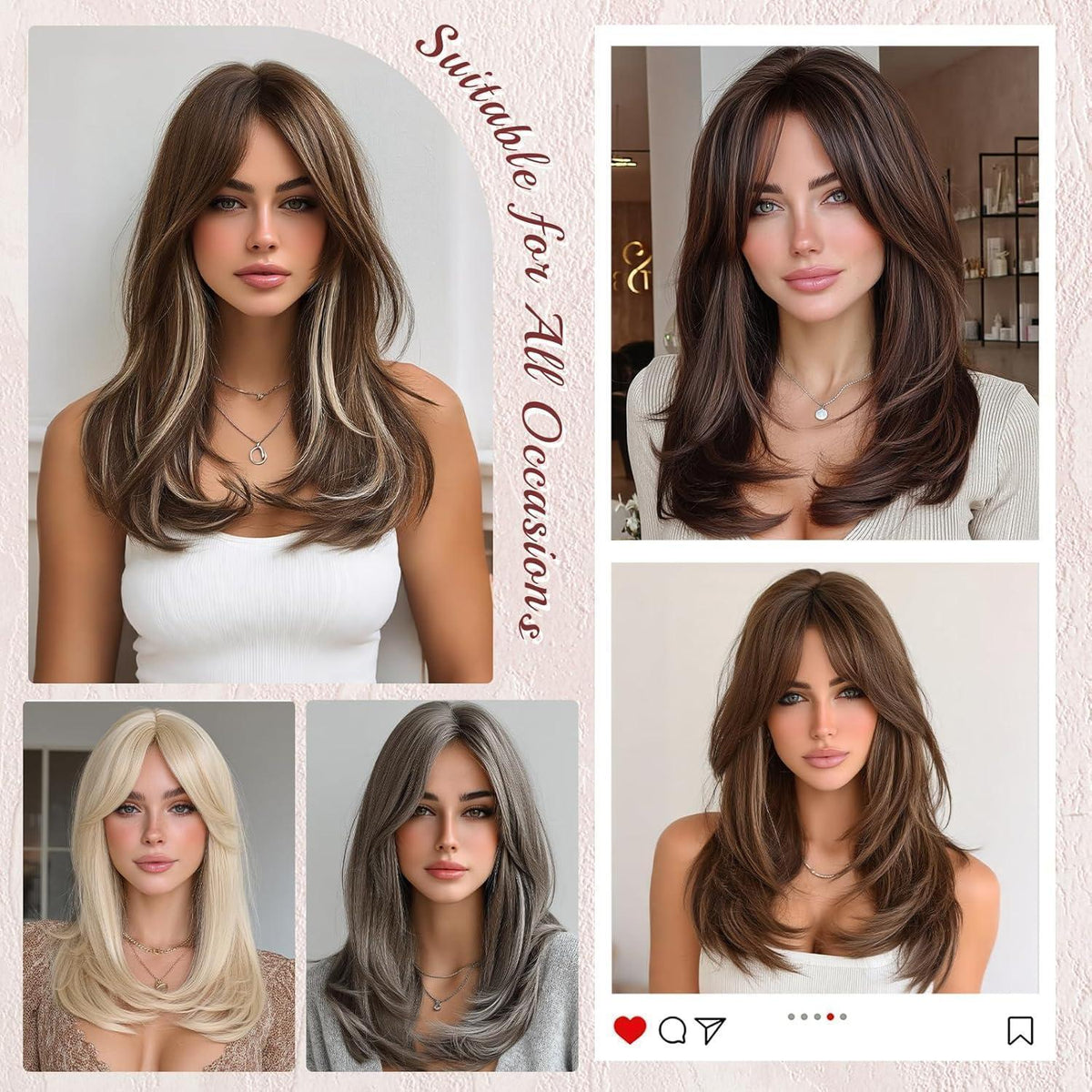 Hellblond Lace Front Perücke mit Pony, 45cm Synthetik Haar