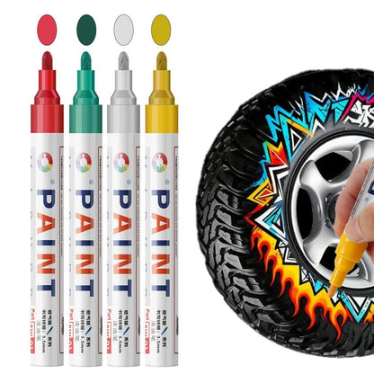 4x Reifenstift wasserfest - Rot, Weiß, Grün, Gelb