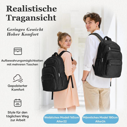 Schwarzer Schulrucksack mit Fächern – Vielseitiger Tagesrucksack