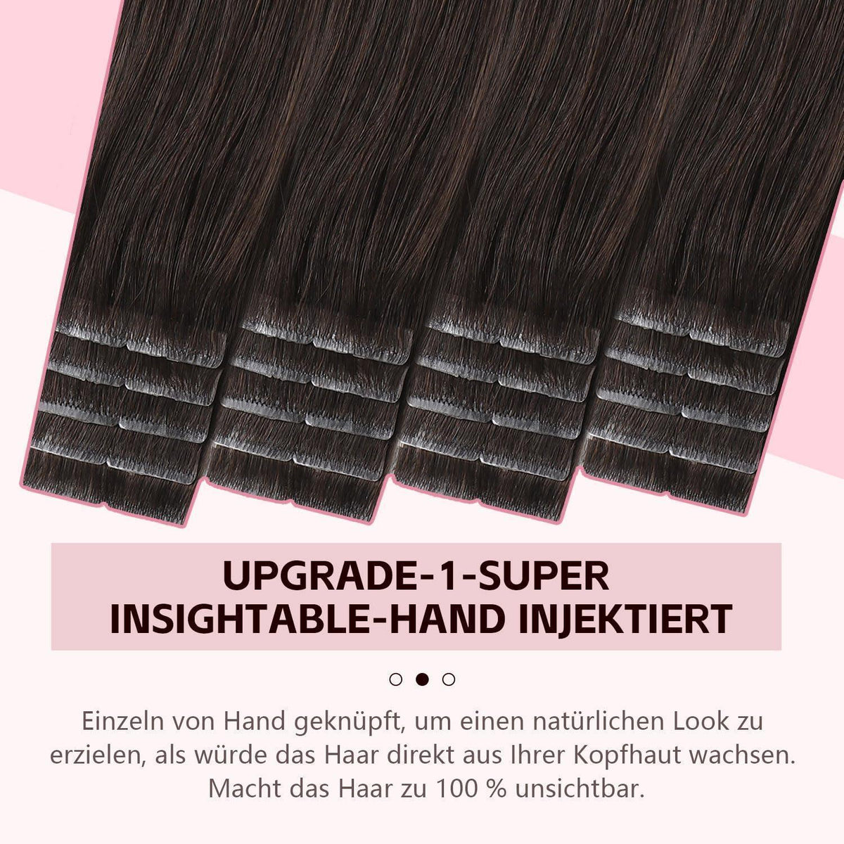 Echthaar Tape-in Haarverlängerung Dunkelbraun 55cm (50g)