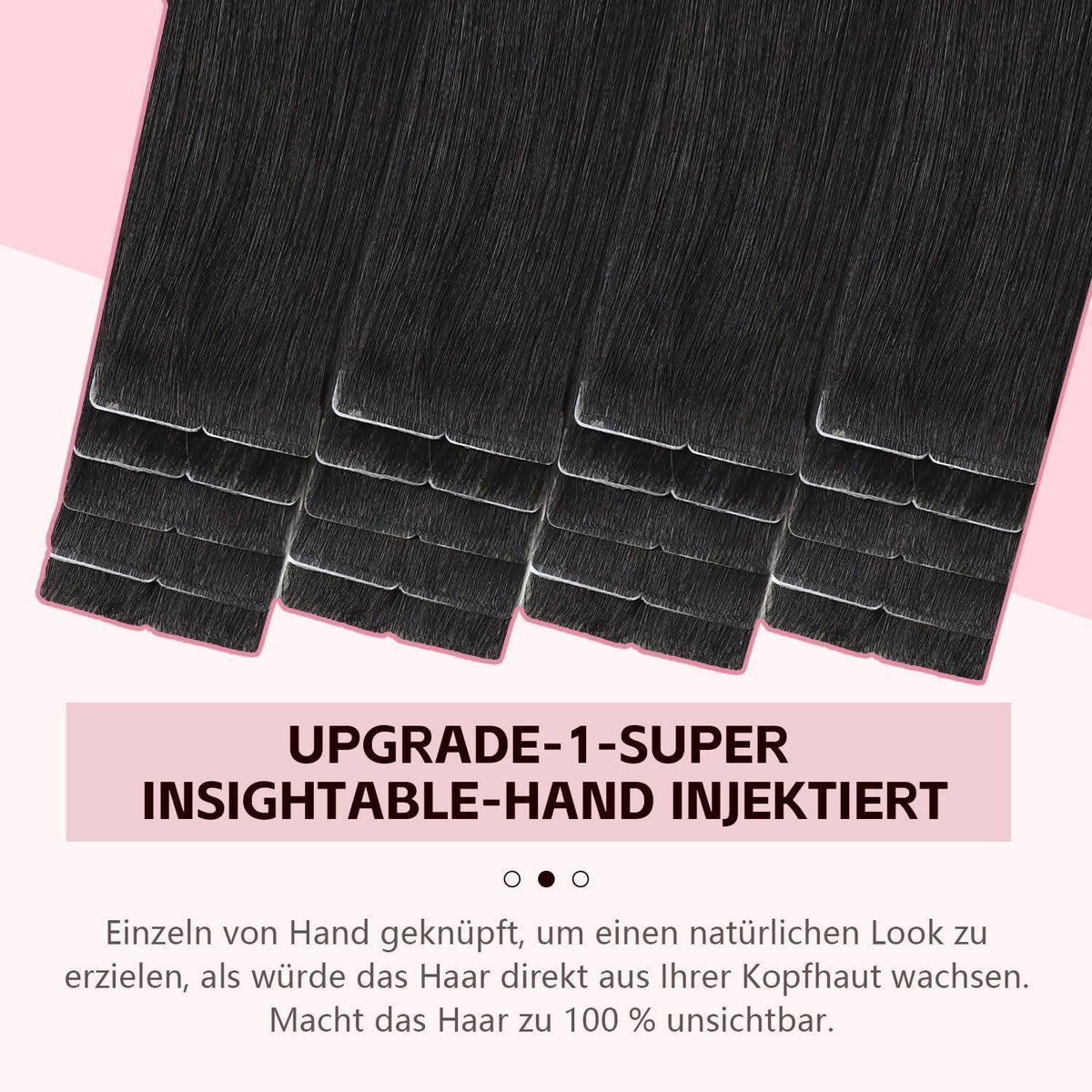Remy Tape-in Haarverlängerung #1B Schwarz 45cm Echthaar