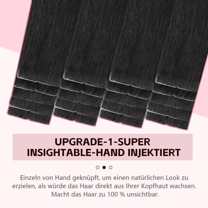 Remy Tape-in Haarverlängerung #1B Schwarz 45cm Echthaar