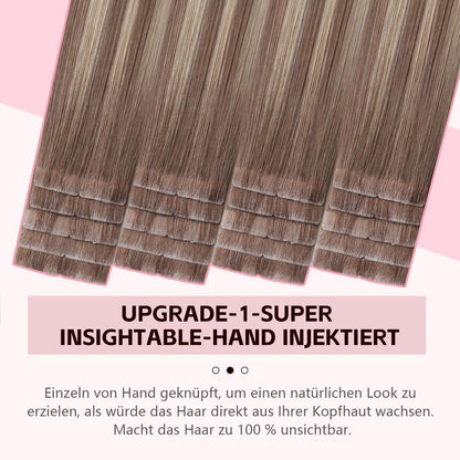 Remy Haarverlängerung Tape #8/60 Hellbraun-Platinblond 35cm