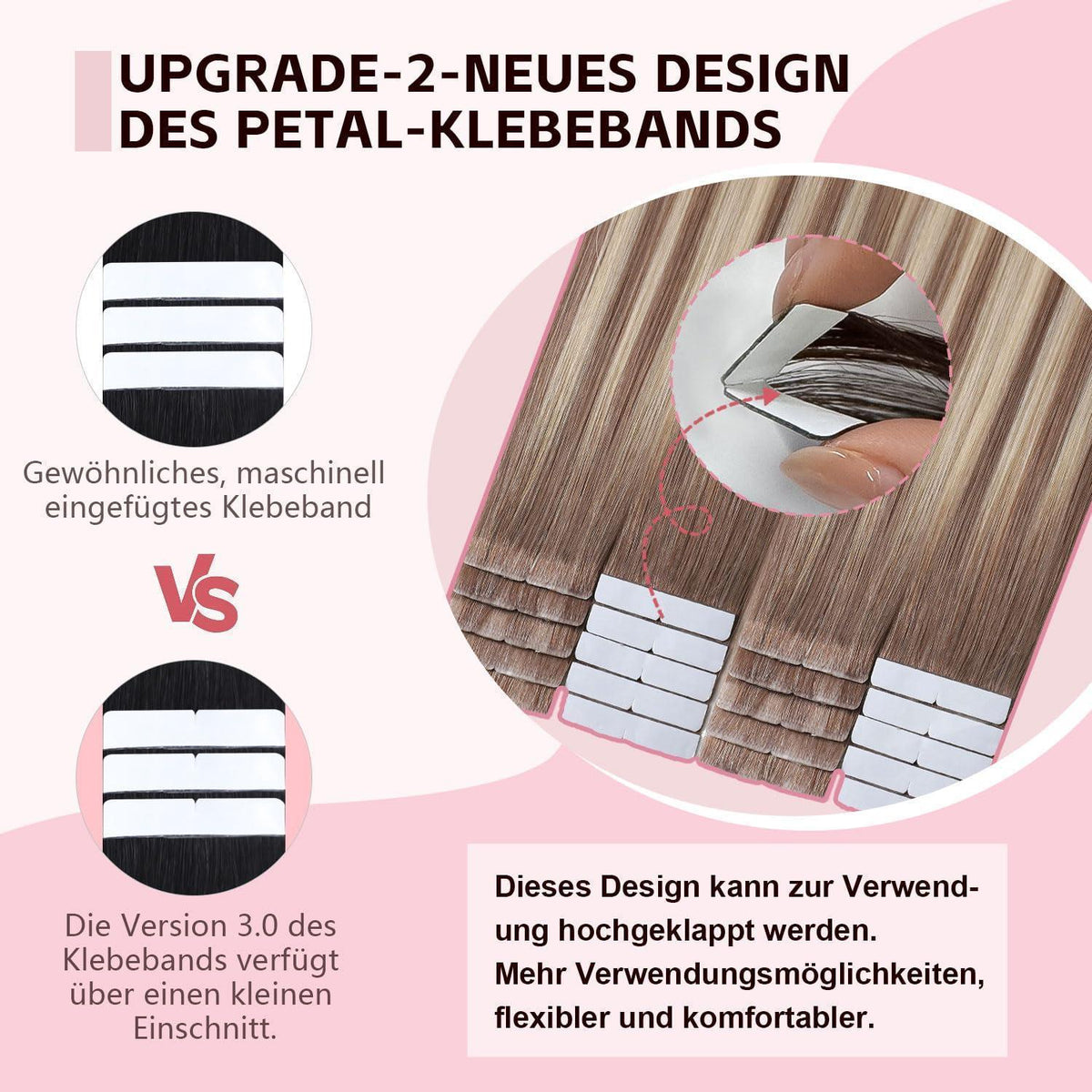 Remy Haarverlängerung Tape #8/60 Hellbraun-Platinblond 35cm