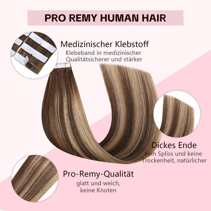 Echthaar Tape Extensions 55cm #4/27/4 Balayage