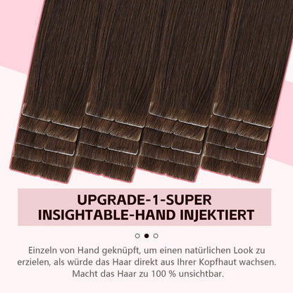 Echthaar Tape-in Haarverlängerung Mittelbraun #4, 55cm
