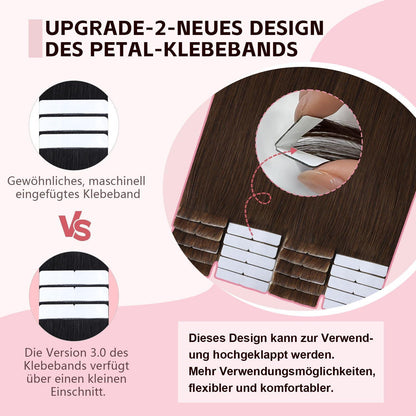 Remy Echthaar Tape Extensions #4 Mittel Braun 40cm