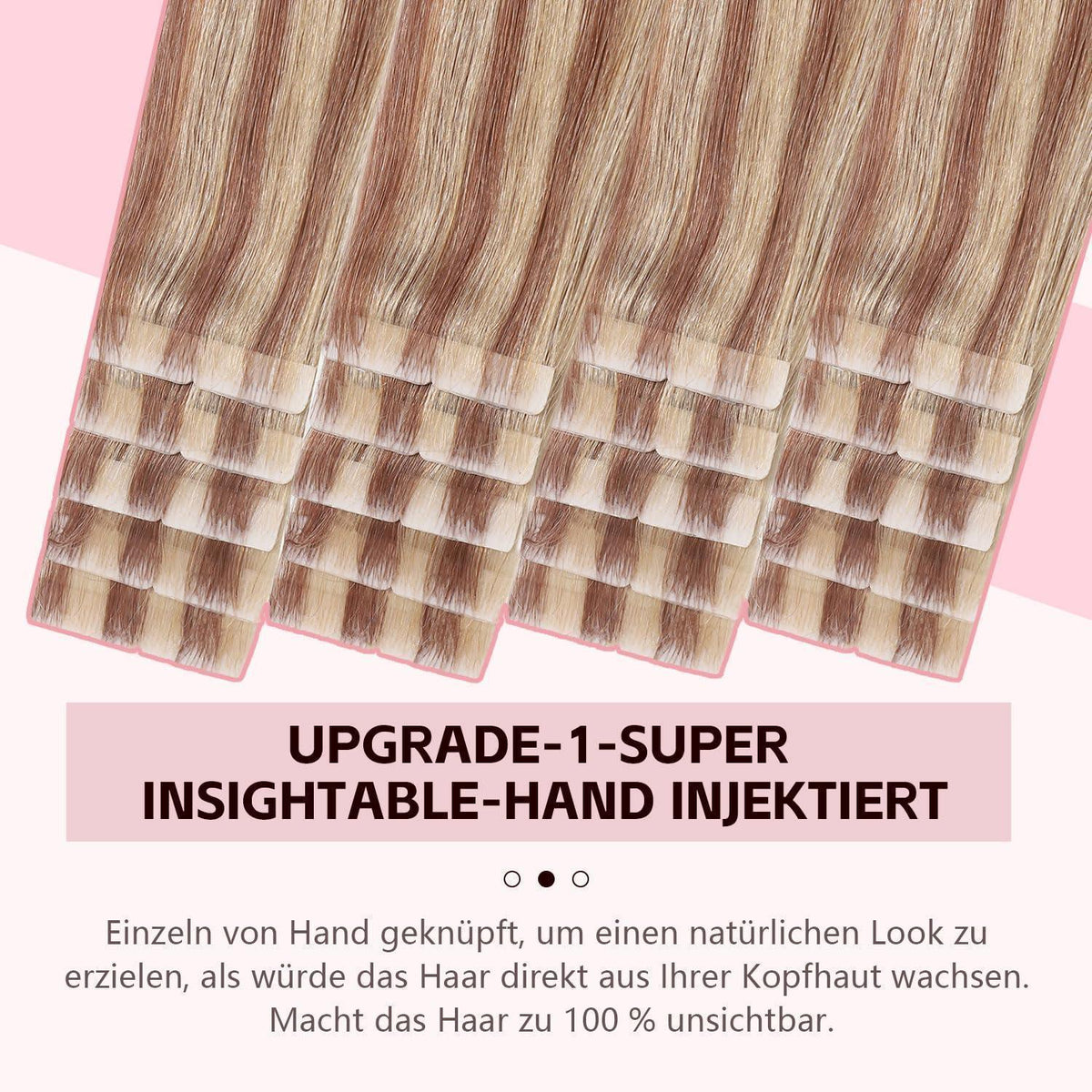 Echthaar Tape Extensions #10/27/27 Hellbraun mit Goldblond 55cm