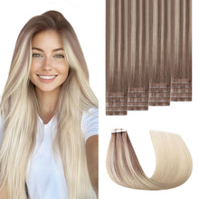 Remy Echthaar Tape Extensions #8/60 Hellbraun-Platinblond 40cm