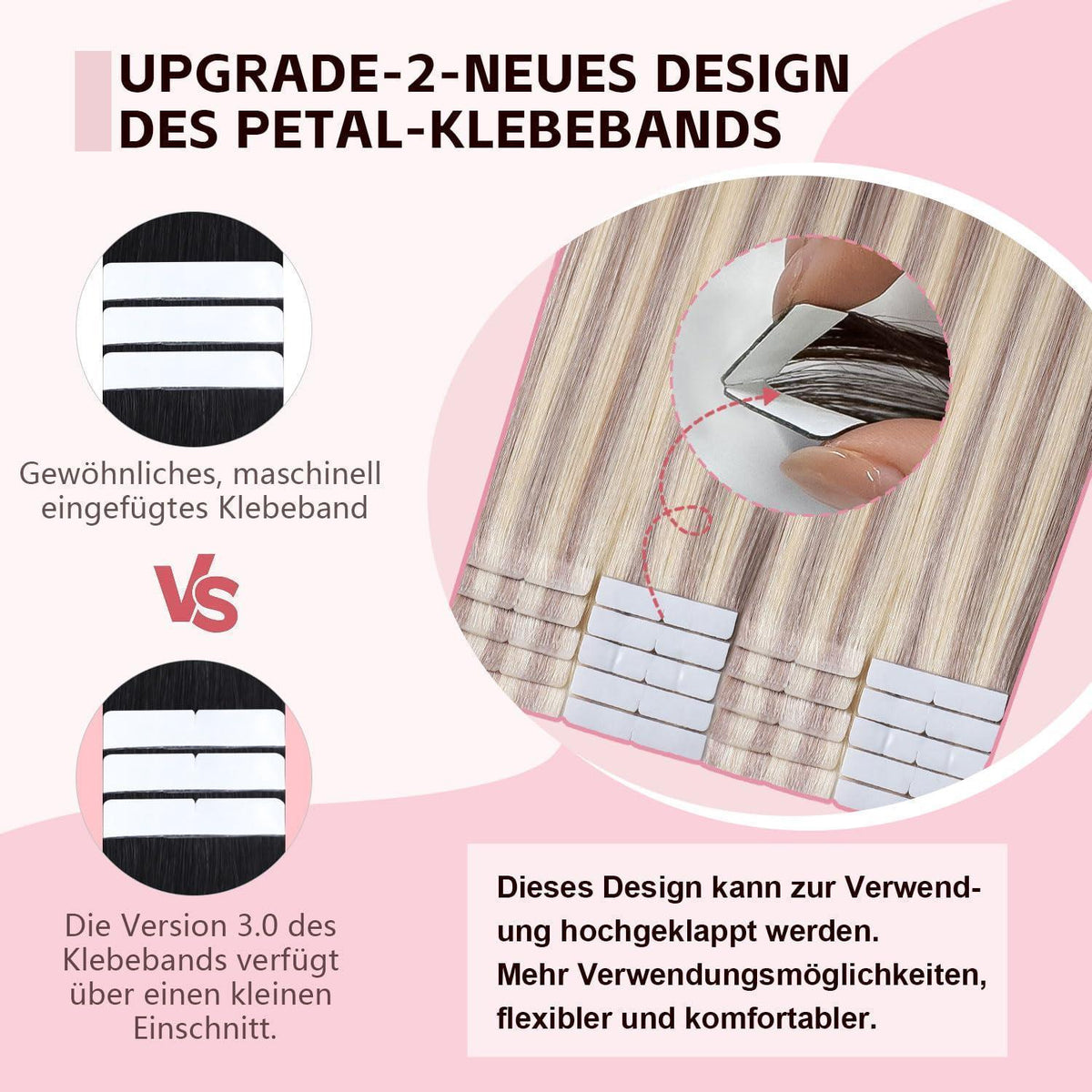 Remy Tape-in Haarverlängerung Aschblond #18p613, 45cm