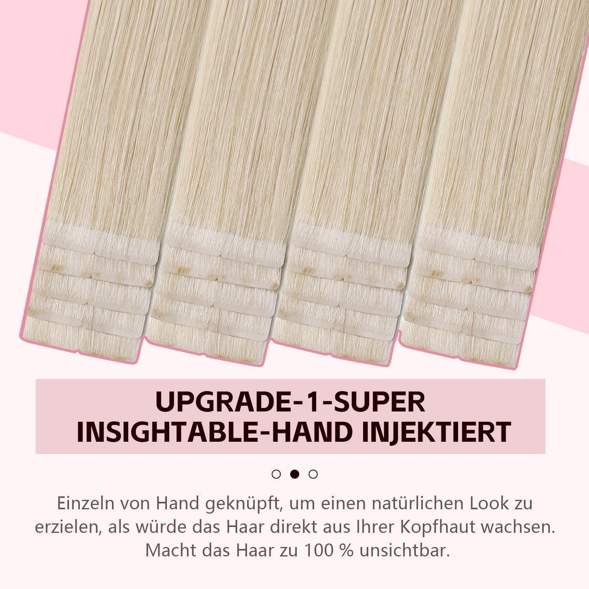 Remy Tape-in Haarverlängerung #60 Platinblond 45cm Echthaar