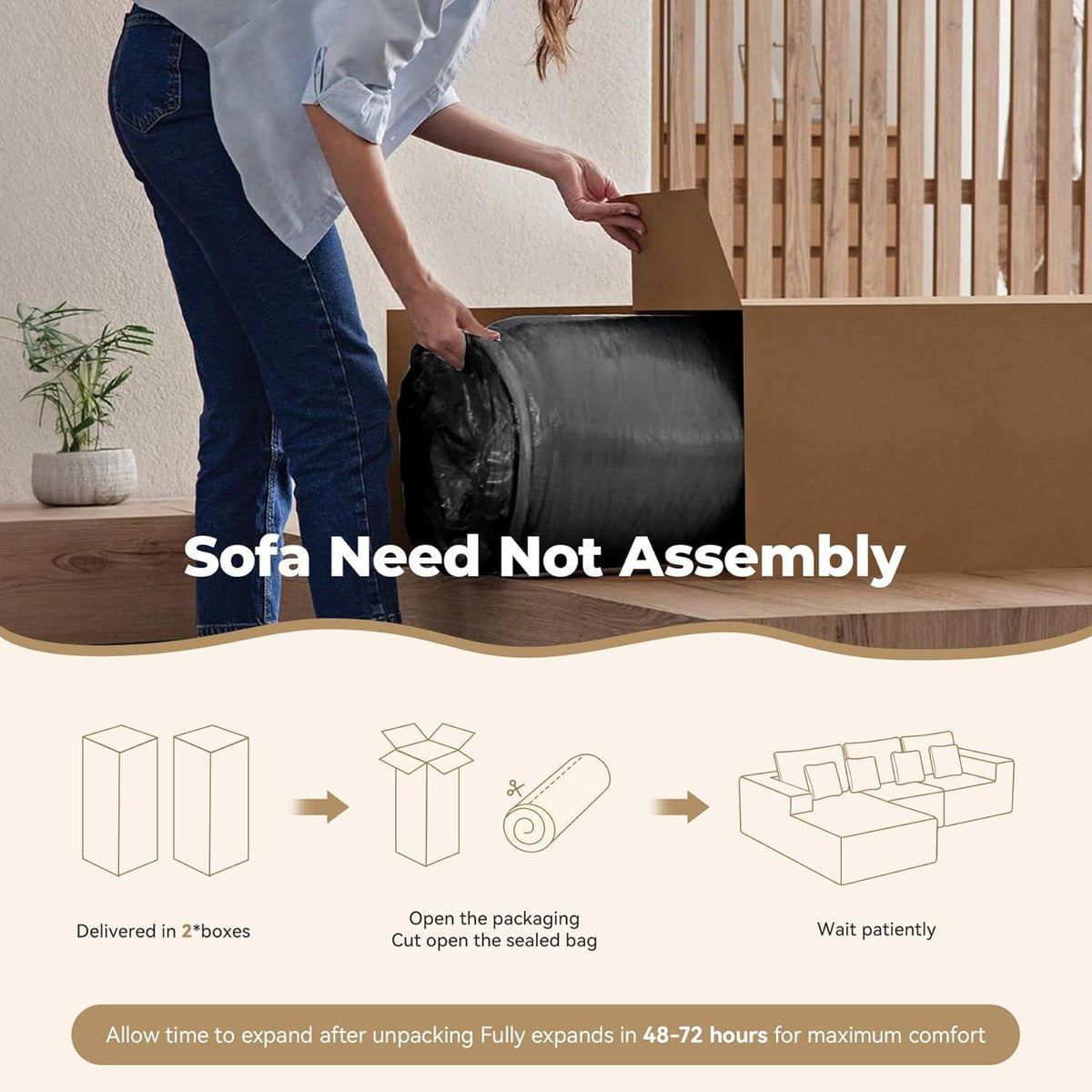 Modulares Ecksofa Cord Schwarz – Schlaffunktion & Liegesessel