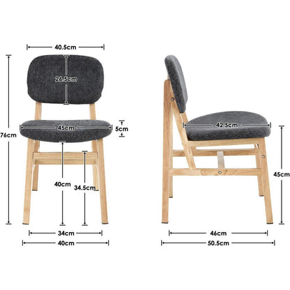 Esszimmerstühle 2er Set Holz & Chenille Grau