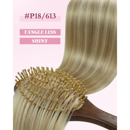 Blond Microring Extensions Echthaar 45cm – Aschblond Highlights